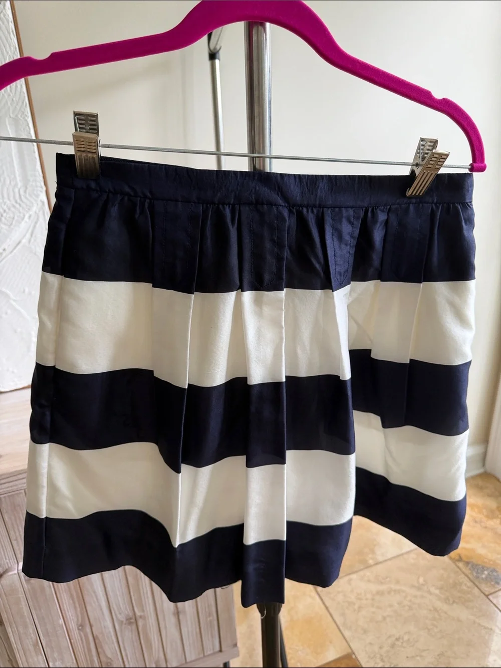 J. Crew Navy and White Striped Mini Skirt